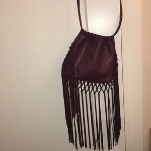 Free people fringe crossbody leather